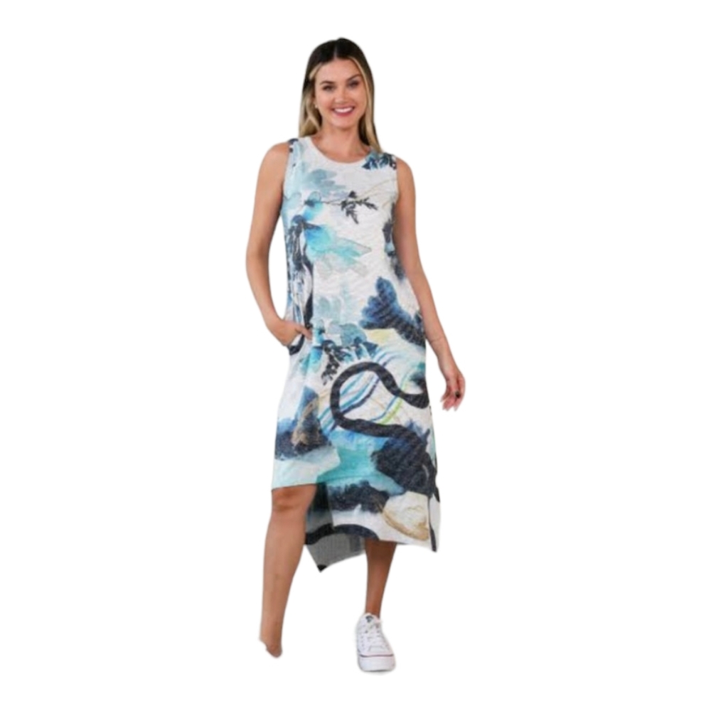 Inoah Blue Horizon Sleeveless Tank Dress Size XL EUC